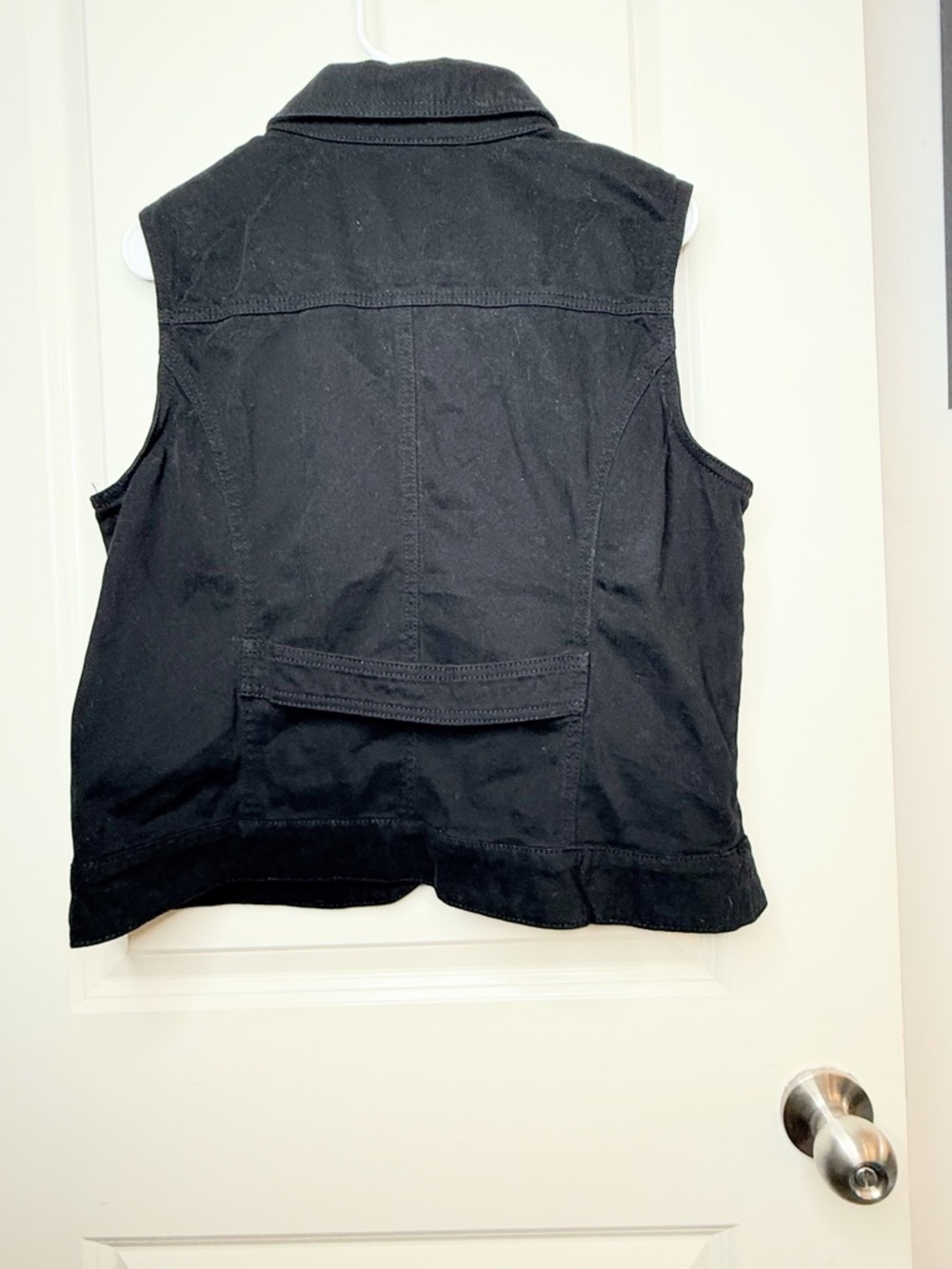 Baccini Black Denim Vest Womens Button Front Stretch Jean Jacket Size L - Picture 7 of 7
